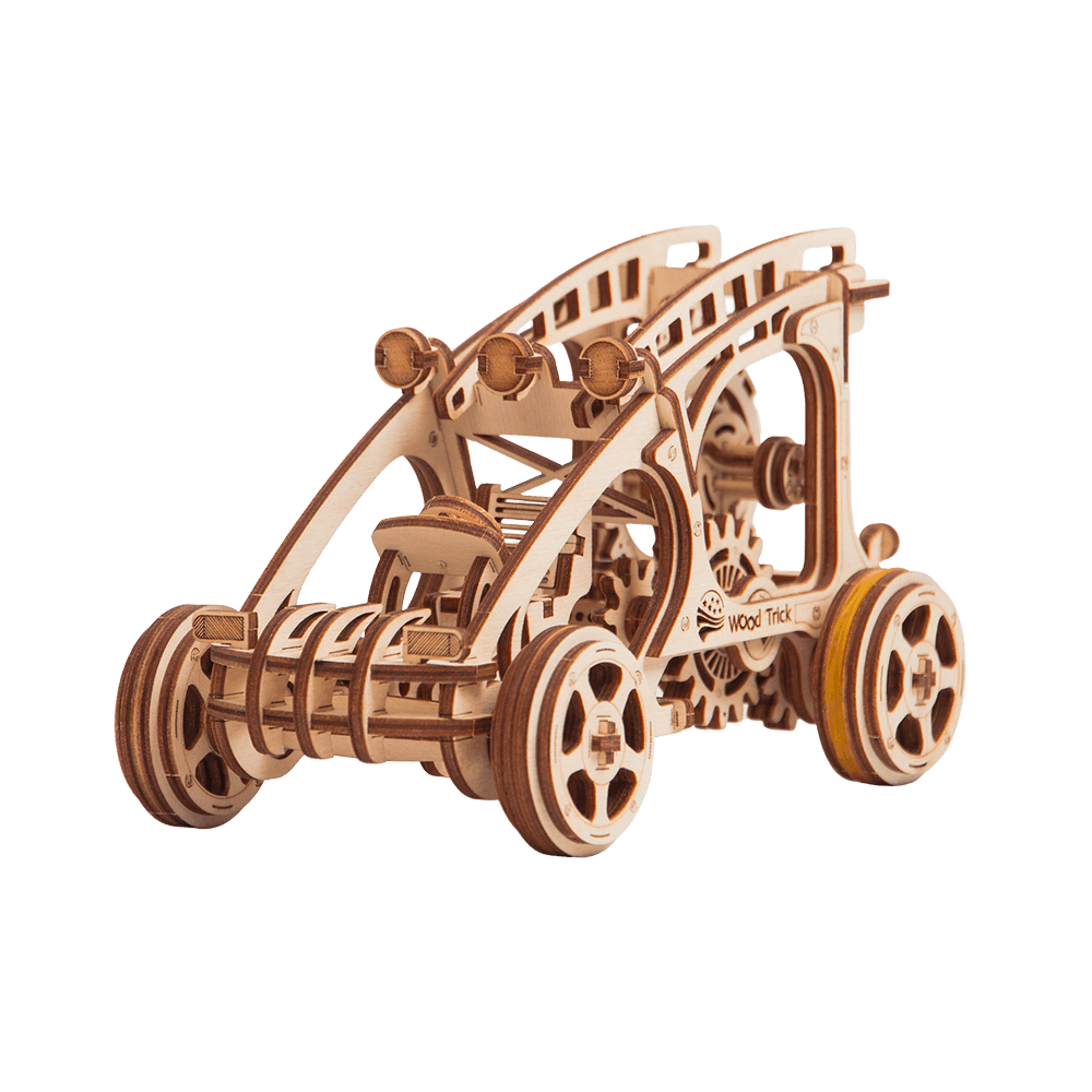 wooden toy wheels with rubber tread Buggy Wood model kit ️ WoodTrick
