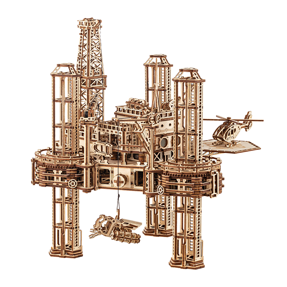 Offshore Rig Platform Mechanical 3D Wooden model kit ️ WoodTrick