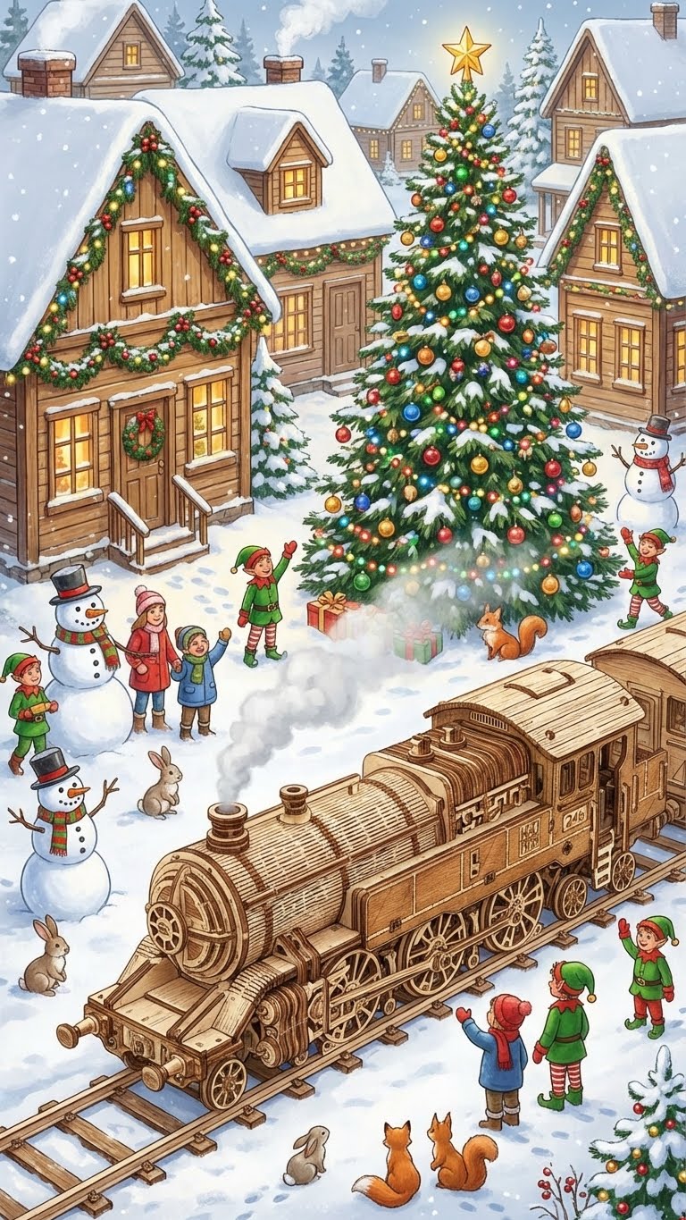 Grand Traveler 246 3D wooden model. Woodtrick models of trains and