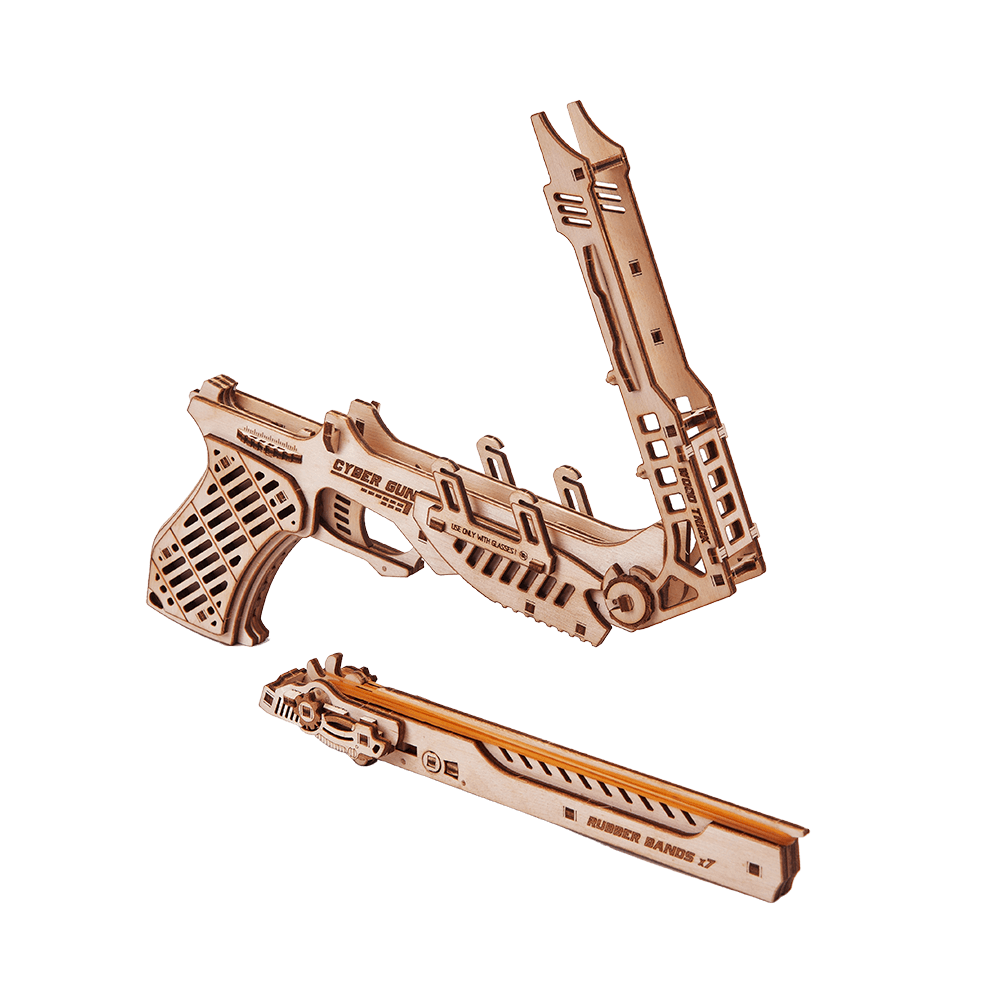 Cyber Gun - 3D wooden mechanical model kit by WoodTrick.